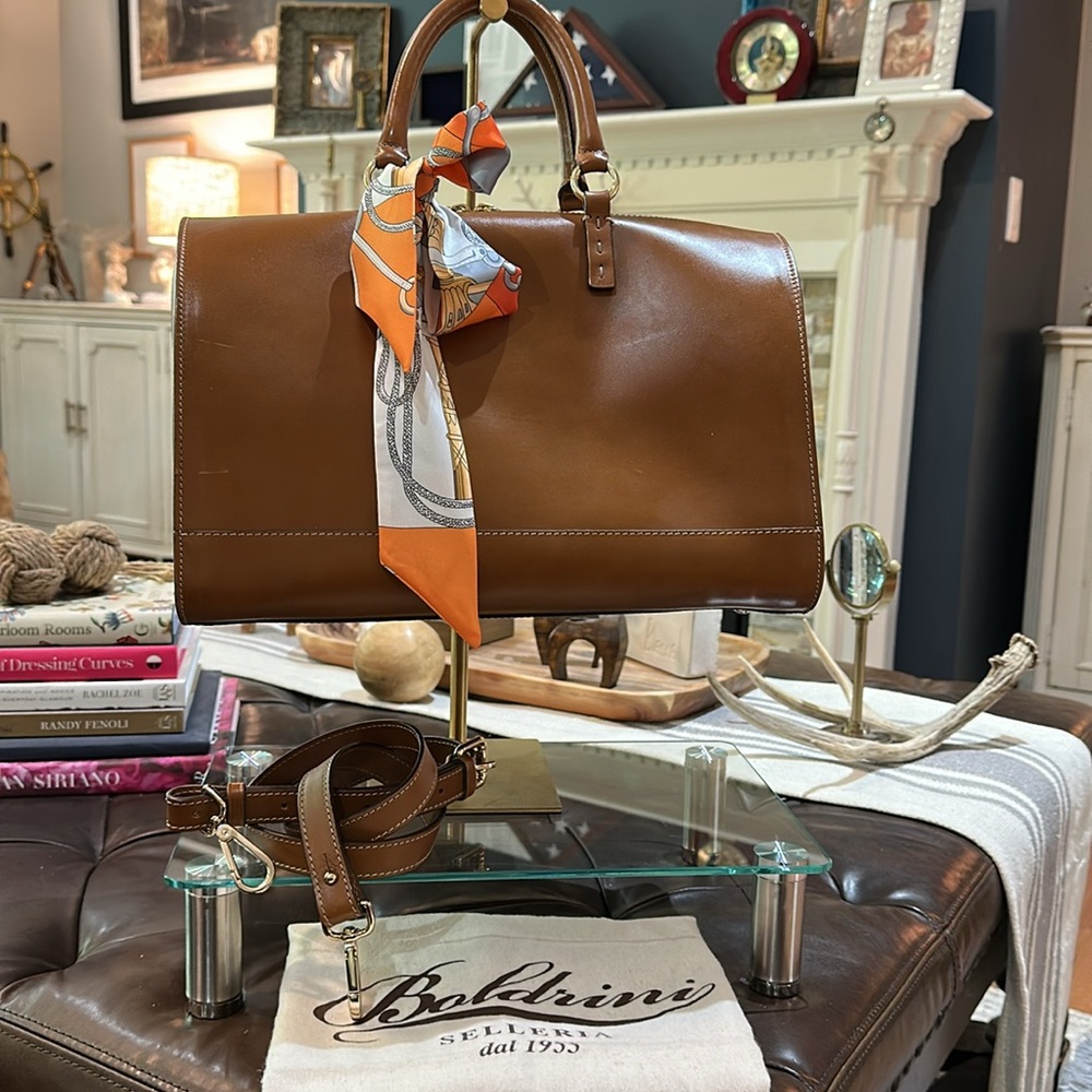 Boldrini Selleria Florentine Vachetta Leather Satchel in Cuoio Brown, EUC - Picture 2 of 16